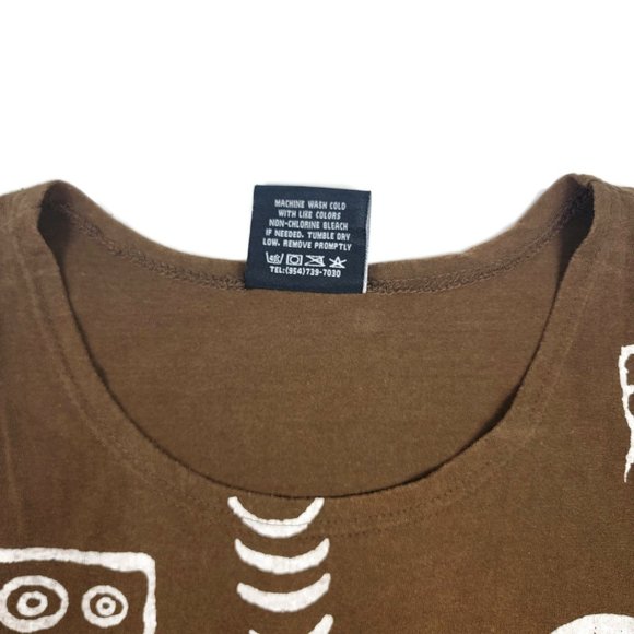 Exist Sports Line T-Shirt Dress Size Large Brown Fish Print Used Vintage 90s - Picture 4 of 4
